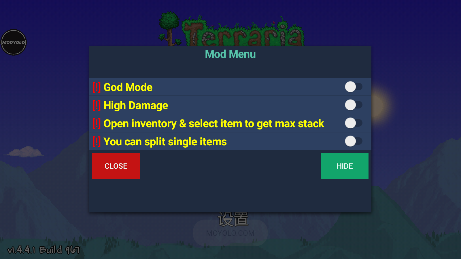 泰拉瑞亚1.4.4.9内置MOD菜单(1)